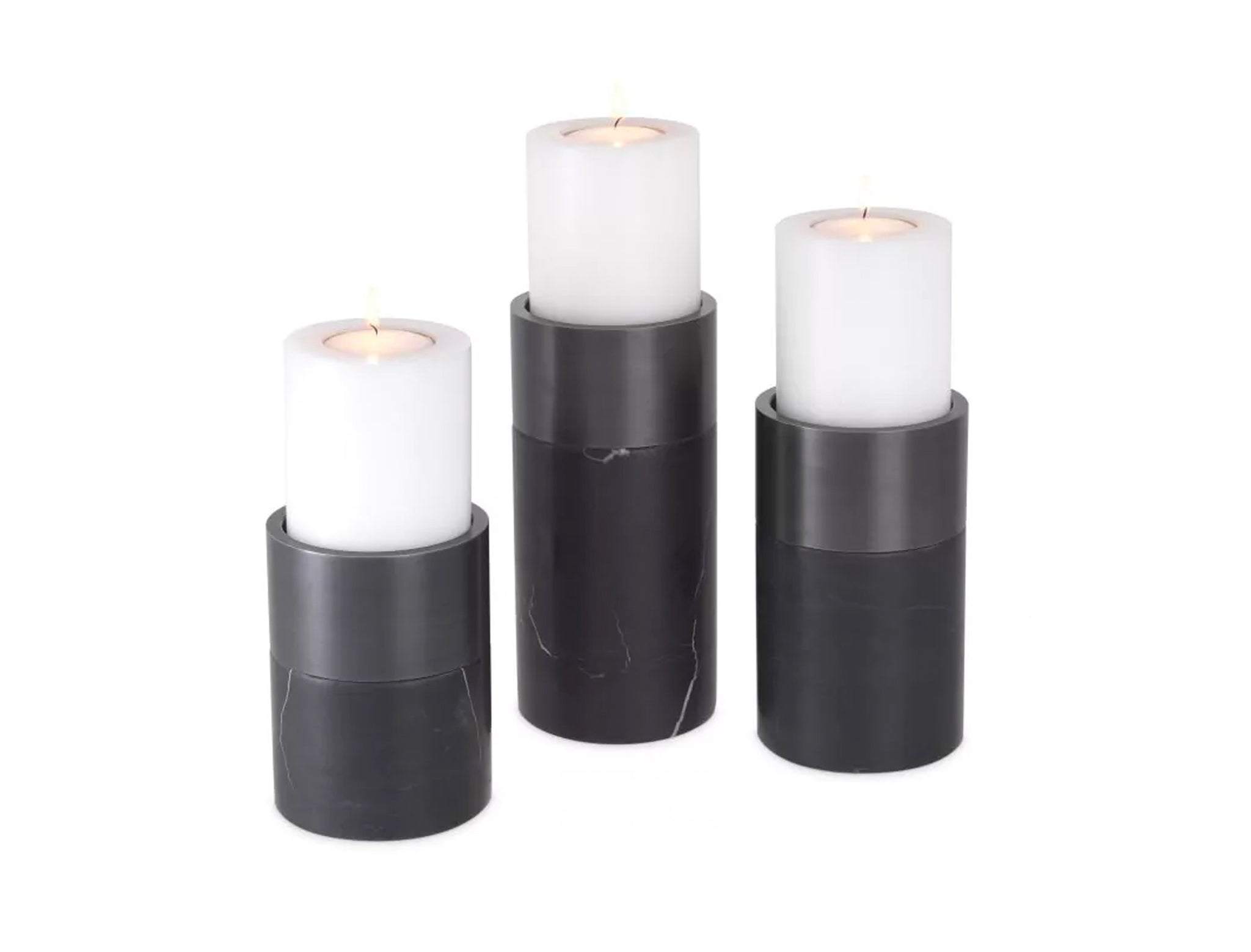 Avante Candle Holders, Black Marble